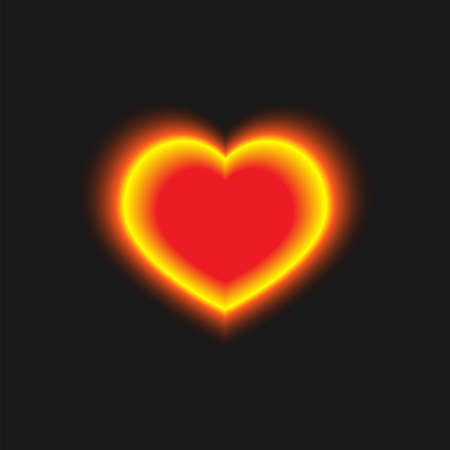 Yellow-red glowing heart on a black backgroundのイラスト素材