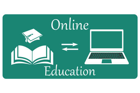 Online education: vector icon rectangular stickerのイラスト素材