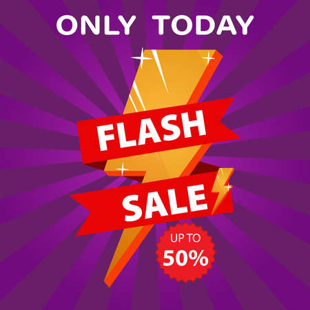 Design of a banner template for sale, Flash Sale.Only today, up to 50% off.Vector illustrationのイラスト素材