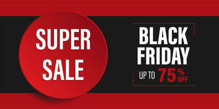 Black Friday sale design the layout of the banner. Black Friday with up to 75% off.Vector...