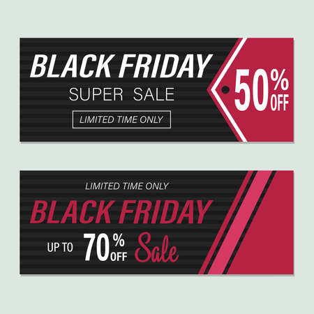 A set of Black Friday flyers for business, Commerce, promotion, and advertising. Vector illustration.のイラスト素材