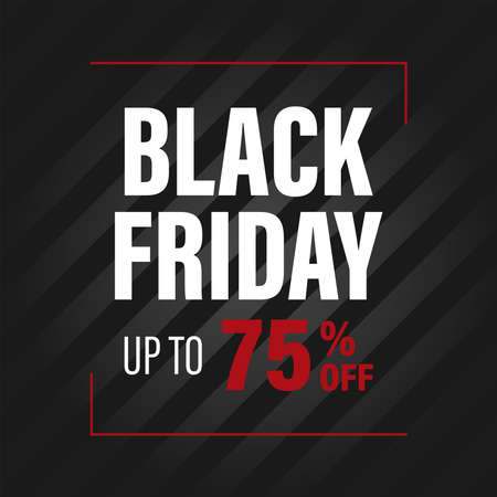 Black Friday sale design the layout of the banner. Black Friday with up to 75% off.Vector illustrationのイラスト素材