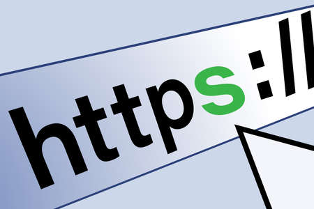 Secure https connection and block the sign on the navigation bar. The security concept of the browser and the network.