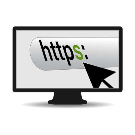 HTTPS Protocol - secure networks, secure browsing on your computer. The concept of browser and network security.Vector illustrationのイラスト素材