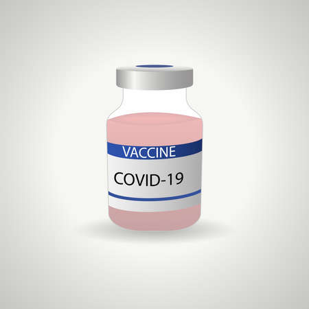Vaccine against the coronavirus COVID-19.Flat icons of the vaccine bottle. Treatment of the COVID-19 coronavirus. Vector illustrationsのイラスト素材