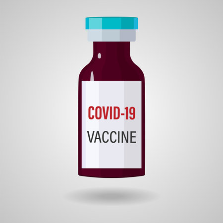 Vector background of vaccination against Covid-19. Vials with the vaccine against the coronavirus Covid19 and tools for injection syringes for immunization covid-19のイラスト素材