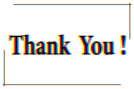 Thank you, lettering on a white background. Vector banner with text of mixed colors.のイラスト素材