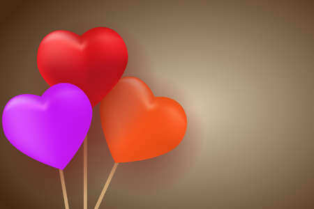 Hearts on a stick .Composition for a fashion banner, poster, or greeting card with space for textのイラスト素材