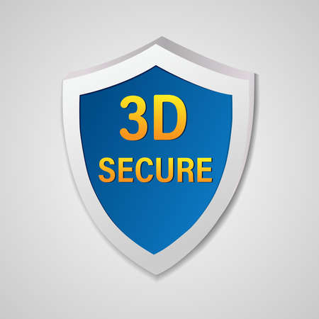 The concept of protection. Shield with the inscription 3D secure. Vector illustrationのイラスト素材