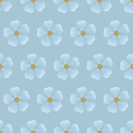 Vintage floral background. Seamless vector template for design and fashion prints. Flower pattern with blue flowers on a light blue background.のイラスト素材