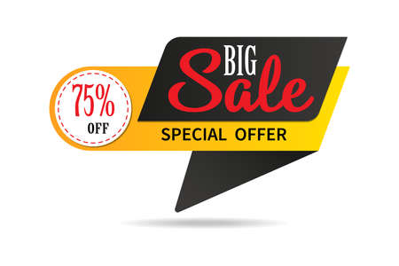 The sales banner.Special offer, big sale, up to 75% off. Vector illustration.のイラスト素材