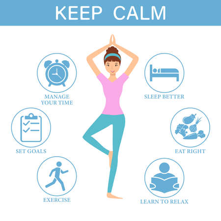 Keep calm. Manage stress and anxiety during emergencies, infographic.のイラスト素材