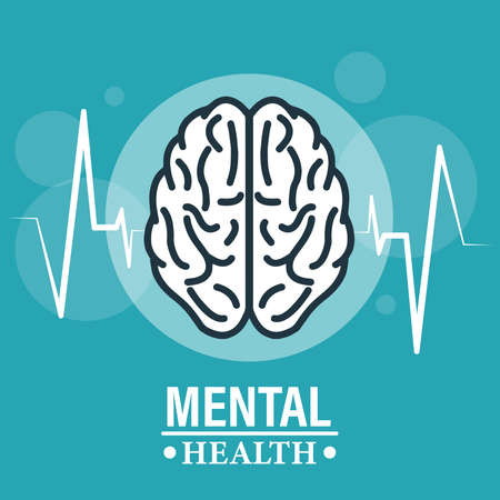 Silhouette outlines of the human brain. Illustration of the mental health concept vector. Psychological therapy and treatment. World Mental Health Day. Blue backgroundのイラスト素材