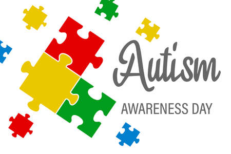 World Autism Awareness Day. The concept of autism awareness for the design of banners, flyers, posters, social events. Medical flat illustration in bright colors.のイラスト素材
