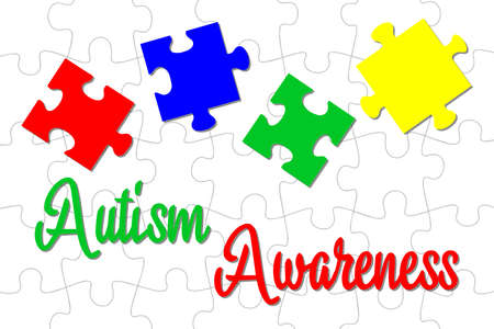 World Autism Awareness Day. The concept of autism awareness for the design of banners, flyers, posters, social events. Medical flat illustration in bright colors.のイラスト素材