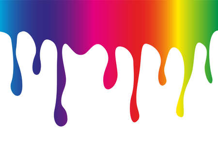Rainbow paint drips. An abstract drop. White background vector illustrationのイラスト素材
