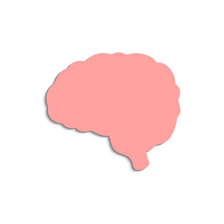 A brain symbol cut out of paper. Pink brain isolated on a white background.A design element. Vector illustrationのイラスト素材