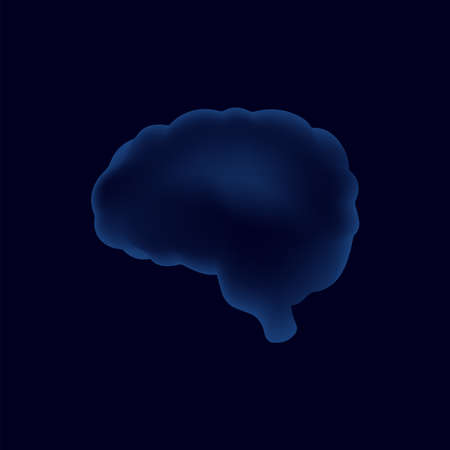 Abstract human brain isolated on dark blue background. IQ testing, a concept of scientific...
