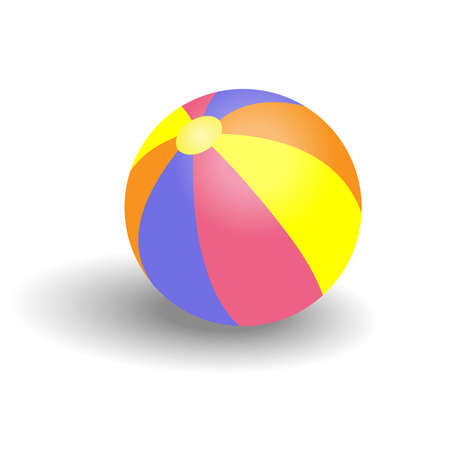 Colorful beach ball with shadow isolated on a white background. Design element Vector illustrationのイラスト素材