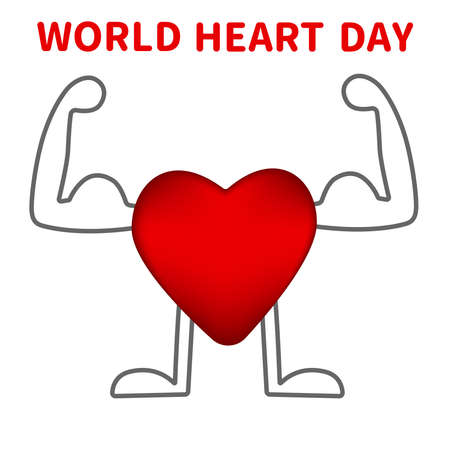 The concept of the World Heart Day. Vector design of a strong healthy heart. Vector illustration for the World Heart Dayのイラスト素材