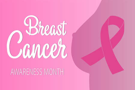 October Cancer Awareness Month banner with minimal concept. Creative Vector Illustration for web, social media, ad, cover, poster.のイラスト素材