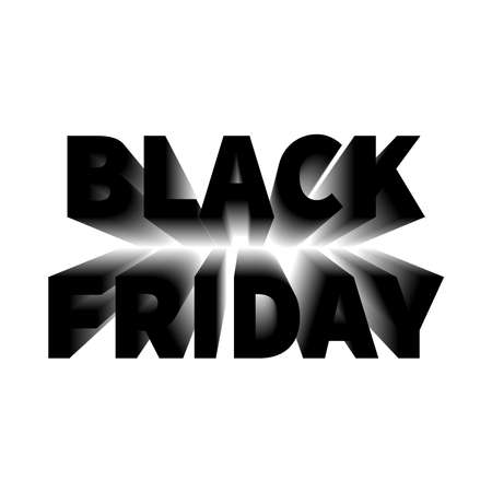 Black Friday sale. Banner, poster, logo in black on a white background. The inscription with a long shadow. Vector illustration.のイラスト素材