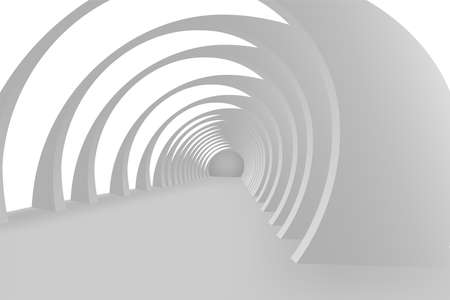 A simple abstract background of white and gray colors. Arches stretching into the distance. Vector illustration.のイラスト素材
