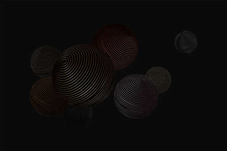 Abstract background with 3d spheres. Striped bubbles. Modern cover concept. Decorative element for banner designのイラスト素材