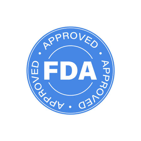 FDA approved badge, symbol, label, badge, logo, seal. Blue on whiteのイラスト素材