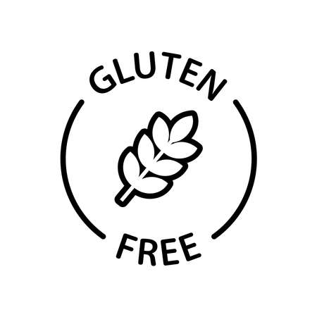 Gluten-free Food Allergy Product Diet Label Flat Vector Icon for vector applications and websites. Black contour icon isolated on a white background.のイラスト素材
