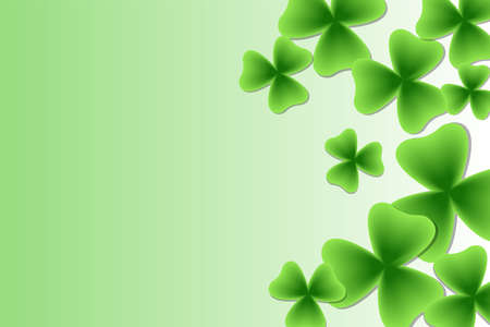 Three-leaf clover on a white-green gradient background. vector illustration. Party Invitation Design Typographic Template.のイラスト素材