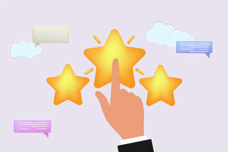 Vector customer review concepts. Reviews stars with good and bad rate and text. vector illustrations.のイラスト素材