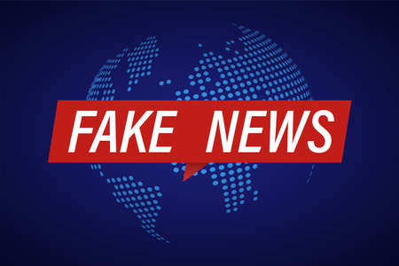 Fake News Live on World Globe Background. Business Technology Online Scam Fraud Hacker False Fake News Background. Misinformation Vector Illustration.のイラスト素材