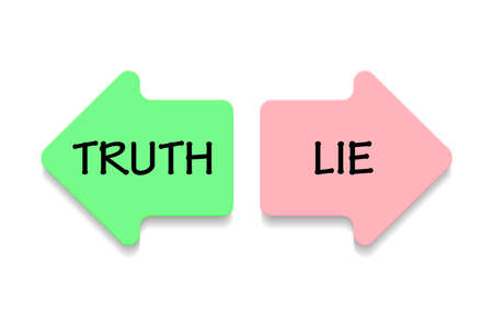 Truth and lie set of two arrows with shadow on white background - vectorのイラスト素材