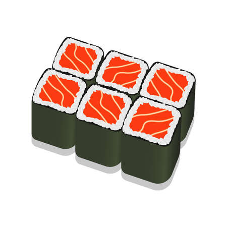 A set of sushi rolls isolated on a white backgroundのイラスト素材