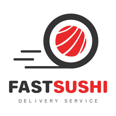 Fast sushi template design. Icon delivery for sushi bar, restaurant of Asian cuisine. vector illustration.のイラスト素材