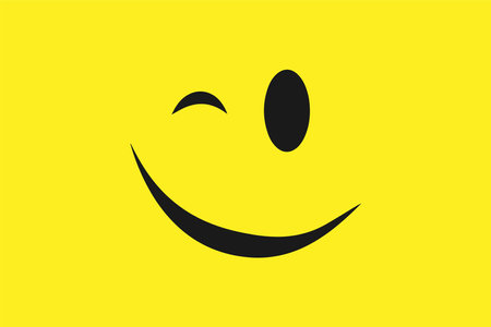 Smiling face on a yellow background. vector illustrationのイラスト素材