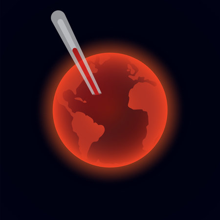 Planet Earth with a thermometer, the concept of global warming. Vectorのイラスト素材