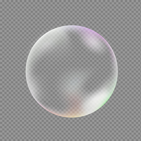 Transparent realistic soap bubble isolated on a gray background. The element of soap foam, bath foam, washing liquid. vector illustration.のイラスト素材