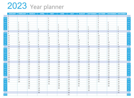 For 2023, a wall calendar, in English, on a white background. vector templateのイラスト素材