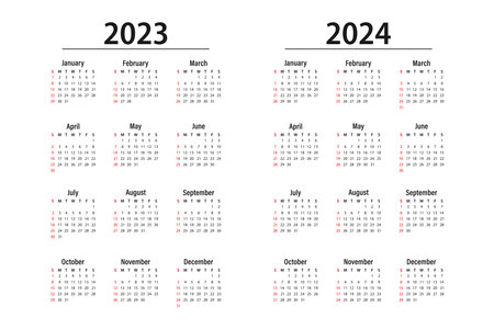 Calendar 2023, 2024. The week starts on Sunday. Corporate design planner template.のイラスト素材