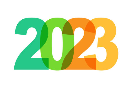 Number 2023 on a white background. Text color logo design of 2023. The design of the template is a festive typographic poster, banner or greeting card for the New Year. vector illustrationのイラスト素材