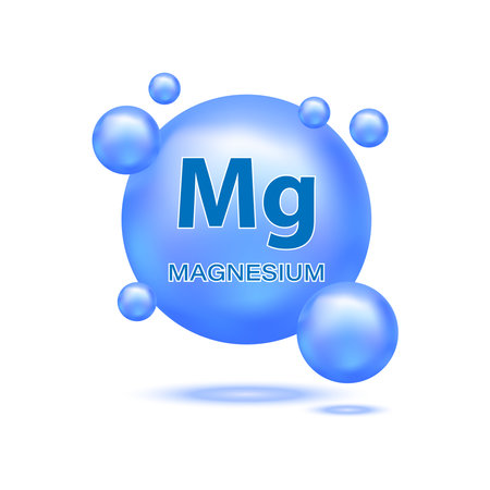 Minerals Magnesium Mg and Vitamin for health. The concept of medical and dietary nutrition. 3D vector illustration. isolated on a white background.のイラスト素材