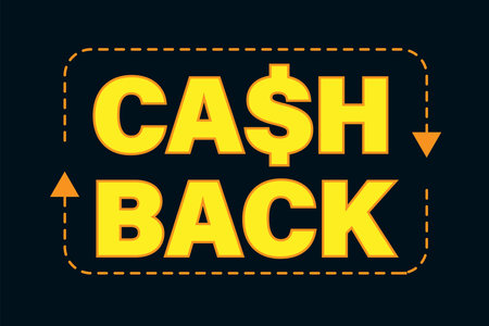 Cash back logo concept vector illustration of text and arrows. Yellow-orange text and arrows on a dark background. The design of the money-back service. vector illustration of theのイラスト素材