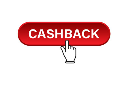 Cashback service icon, vector cashback isolated button with cursor on white background. vector illustrationのイラスト素材