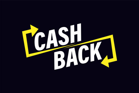 Cash back text with yellow arrow. Vector stock illustration for your designのイラスト素材