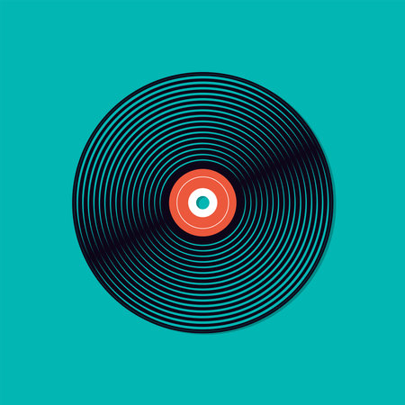 vinyl records. retro music record. Vector illustration in flat styleのイラスト素材