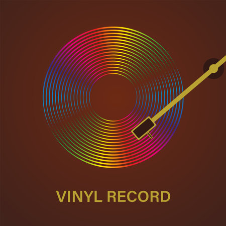 vinyl records. vector illustration. Colorful vinyl record on a dark background.のイラスト素材
