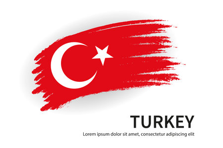 Flag of Turkey in the form of a brush stroke. vector illustrationのイラスト素材