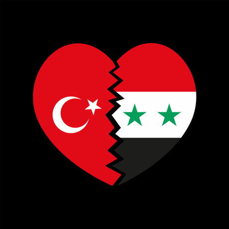 Earthquake in Turkey and Syria. The broken heart of Turkey and Syria.のイラスト素材